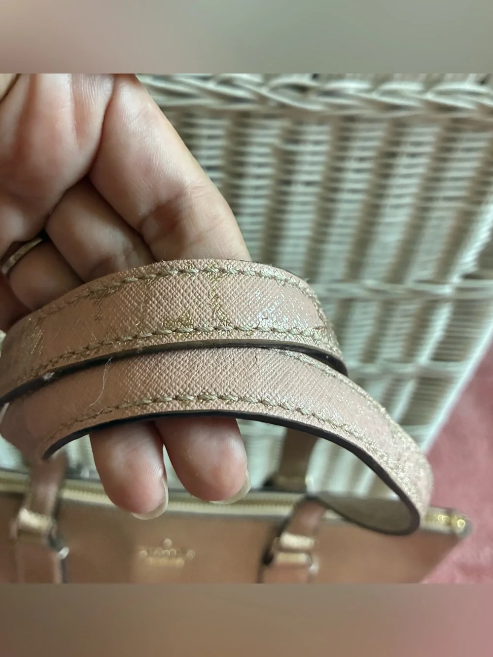Kate Spade Metallic Rose Gold Zipper Tote Bag
